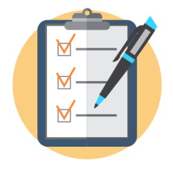 icon of clipboard with pen and checklist with all items checkmarked
